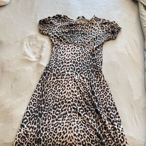 long tall sally Leopard Print Midi Dress in Tan and Black